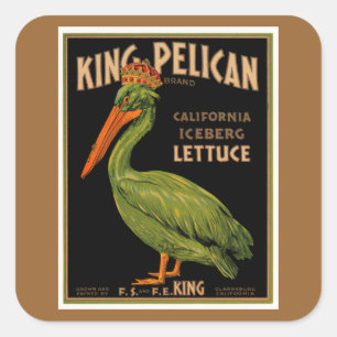 King Pelican Brand Lettuce Quadratischer Aufkleber