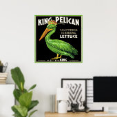 KING PELICAN ICEBERG LETTUCE VINTAGES KRATENETIKET POSTER (Heimbüro)