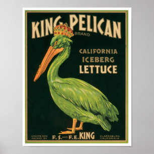 King Pelican Lettuce Vintages Pflanzensiegel Poster
