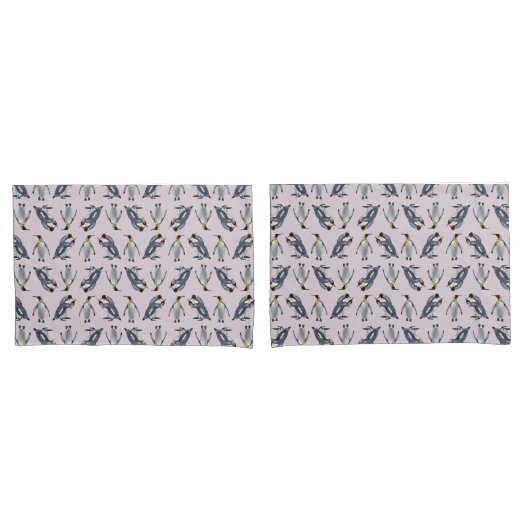 King Penguin Frenzy Pillowcases (Dusty Pink) Kissenbezug (Vorderseite-Set)