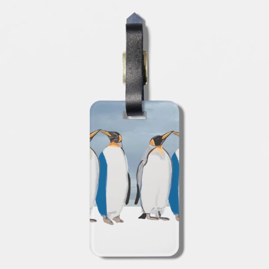 King Penguin Pair Kissing Gepäckanhänger (Rückseite vertikal)