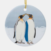 King Penguin Pair Kissing Keramik Ornament (Vorne)