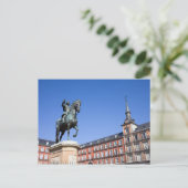 King Philip III Statue am Plaza Mayor in Madrid Postkarte (Stehend Vorderseite)