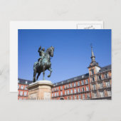 King Philip III Statue am Plaza Mayor in Madrid Postkarte (Vorne/Hinten)