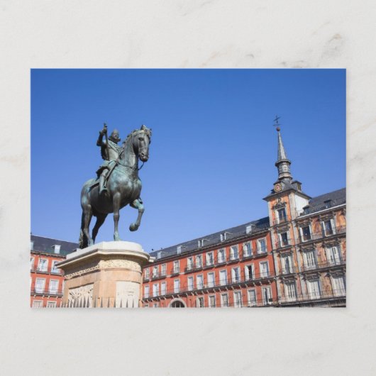 King Philip III Statue am Plaza Mayor in Madrid Postkarte (Vorderseite)