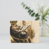 King Pig liest seine Zeitung Postkarte (Stehend Vorderseite)