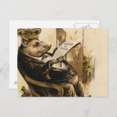 King Pig liest seine Zeitung Postkarte (Vorne/Hinten)