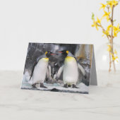 King Pinguine - Ich sehe SIE Grußkarte Karte (Gelbe Blume)