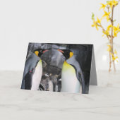 King Pinguine in Liebe Grußkarte Karte (Gelbe Blume)