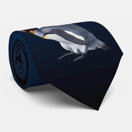 King Pinguins Krawatte (blau/schwarz) (Gerollt)