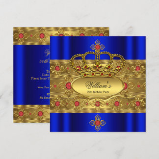 King Prince Royal Blue Gold Red Crown Geburtstag Einladung