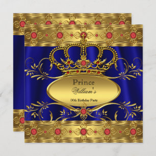 King Prince Royal Blue Regal Red Crown Geburtstag  Einladung