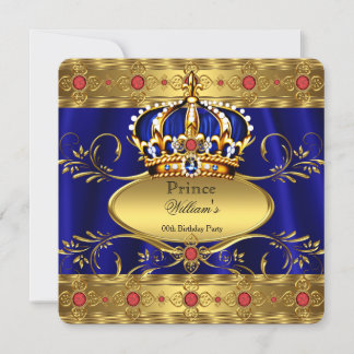 King Prince Royal Blue Regal Red Crown Geburtstag  Einladung