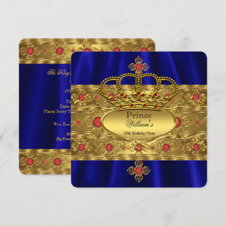 King Prince Royal Blue Regal Red Crown Geburtstag Einladung