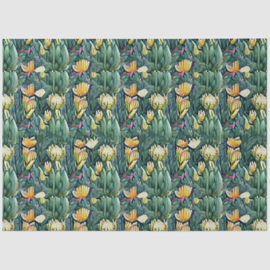 King Protea Blume Aquarell Alte botanische Seidenpapier (Vorderseite)