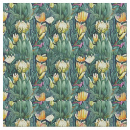King Protea Blume Aquarell Alte botanische Stoff