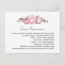 King Protea Botanical Wedding Guest Information Postkarte