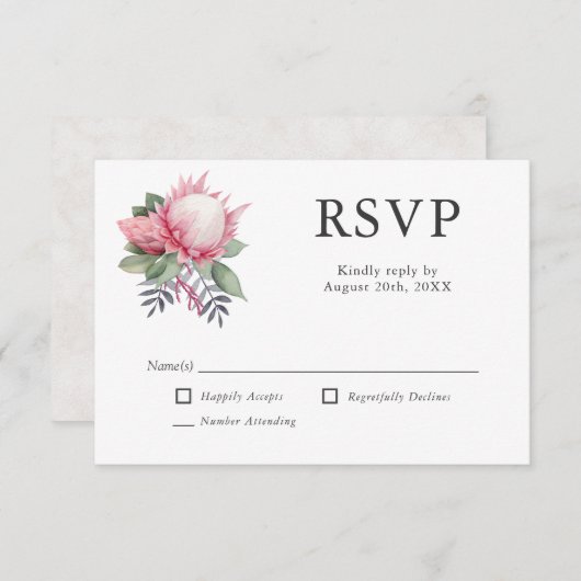 King Protea Botanical Wedding RSVP (Vorne/Hinten)