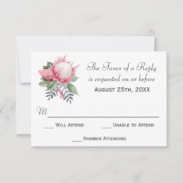 King Protea Botanical Wedding RSVP Karte