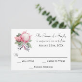 King Protea Botanical Wedding RSVP Karte (Stehend Vorderseite)