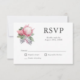 King Protea Botanical Wedding RSVP Karte