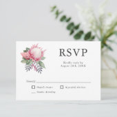 King Protea Botanical Wedding RSVP Karte (Stehend Vorderseite)