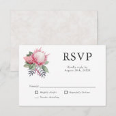 King Protea Botanical Wedding RSVP Karte (Vorne/Hinten)