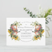 King Protea Bouquet Wedding Einladung (Stehend Vorderseite)