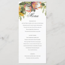 King Protea Bouquet Wedding Menu