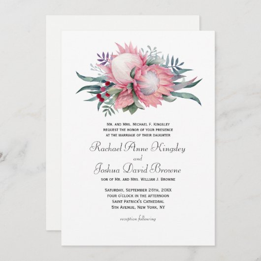 King Protea Einladung zur Hochzeit der Flora und F (Vorne/Hinten)