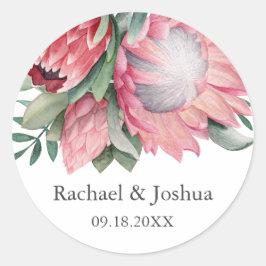 King Protea Personalisiert Botanischer Umschlag Au Runder Aufkleber