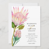 King Protea Pink Floral Wedding Einladung (Vorderseite)