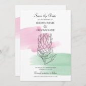 King Protea WasserfarbenWedding rettet das Datum Save The Date (Vorne/Hinten)