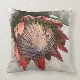 King Protea Watercolor Paper design Pillow Kissen