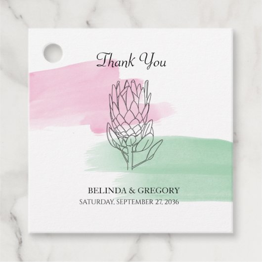 King Protea Watercolor Wedding-Geschenk Geschenkanhänger (Vorderseite)