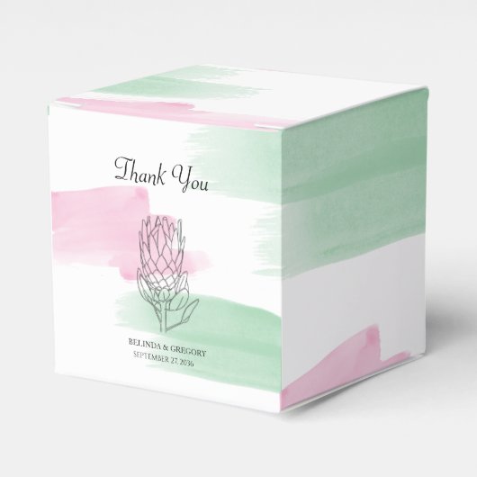 King Protea Watercolor Wedding Geschenkschachtel (Vorderseite)