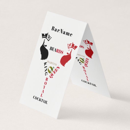 King&Queen Beards Royal Cocktail Menu Visitenkarten (Vorderseite)