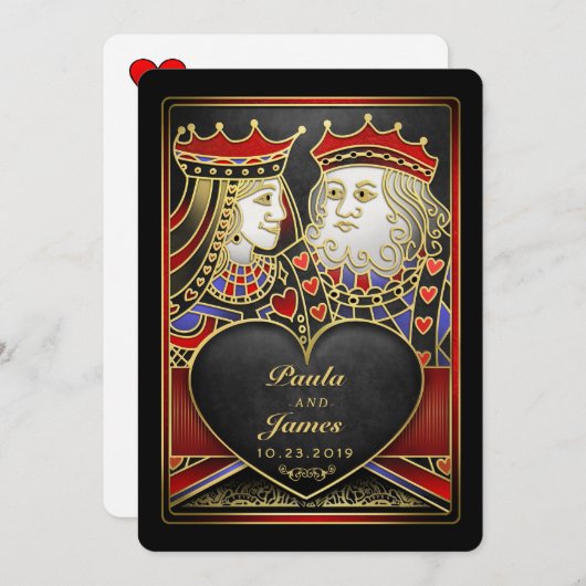 King & Queen Black Gold Vegas zusammen mit Einladu Einladung (Vorne/Hinten)