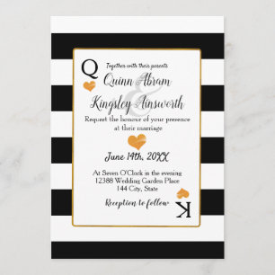 King & Queen Cards Hochzeit Black & White Stripes Einladung