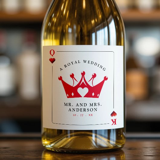 King & Queen Casino Poker Card Schaumweinetikett