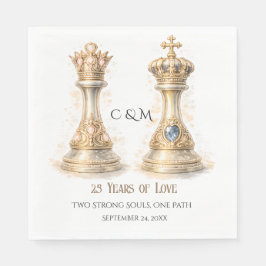 King Queen Couple 25th Wedding Anniversary Serviette
