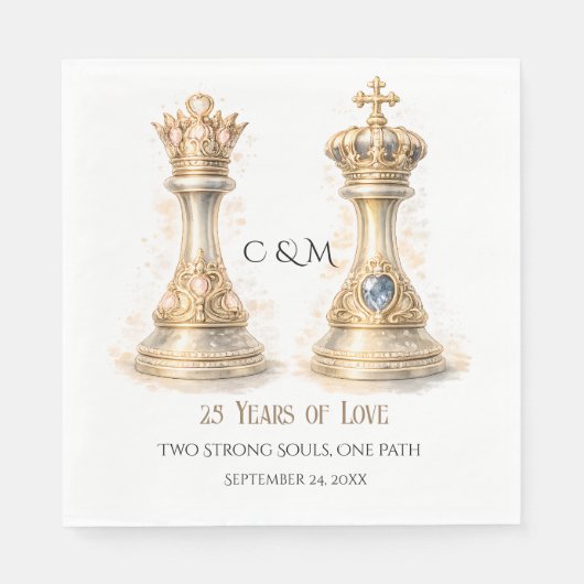 King Queen Couple 25th Wedding Anniversary Serviette (Vorderseite)