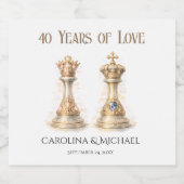 King Queen Couple 40th Wedding Anniversary Schaumweinetikett (Einzelnes Label)