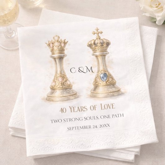 King Queen Couple 40th Wedding Anniversary Serviette