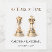 King Queen Couple 40th Wedding Anniversary Weinetikett (Einzelnes Label)