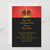 King Queen Gold Royal Regal Redish Birthday Party Einladung (Rückseite)
