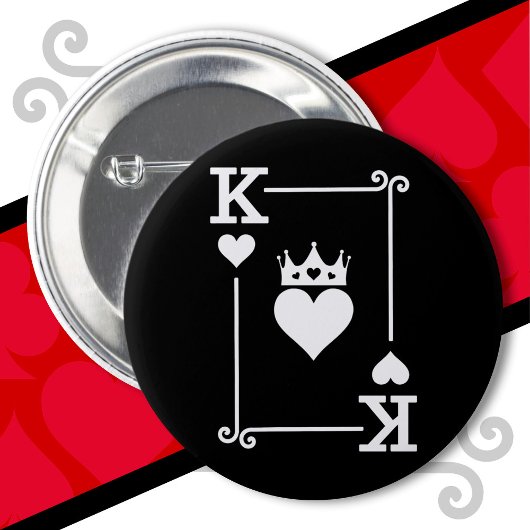 King & Queen Hearts Matching Couple King of Hearts Button