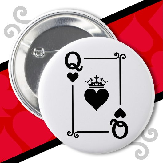 King Queen Hearts Matching Couple Queen of Hearts Button