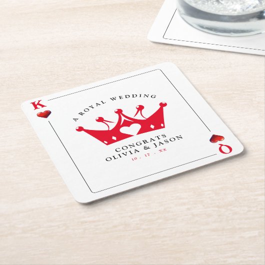 King & Queen of Hearts Casino Poker Card Hochzeit Rechteckiger Pappuntersetzer (angewinkelt)