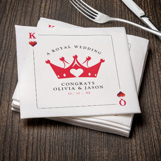 King & Queen of Hearts Casino Poker Card Hochzeit Serviette